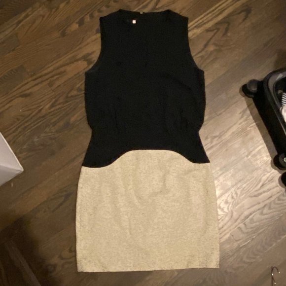 4C Keyhole Tweed Silky Dress, Black and Neutral, Size 6 - Picture 1 of 8